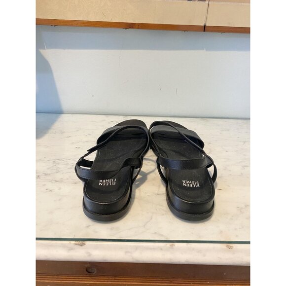 Eileen Fisher Demo Shoes Womens Size 9 Leather Sandals Flat Comfort Minimalis - Picture 4 of 6